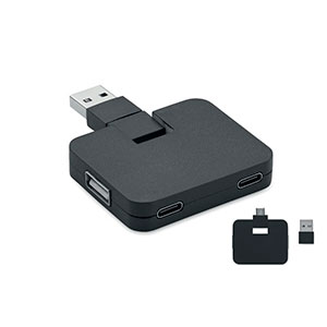 Multiporta USB da 4 porte 2.0 SQUARE-C MO2254 - Nero