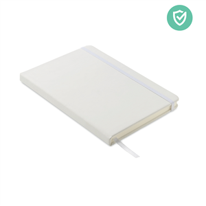 Quaderno promozionale con elastico e copertina in materiale antibatterico in formato A5 ARCO CLEAN MO6141 - Bianco