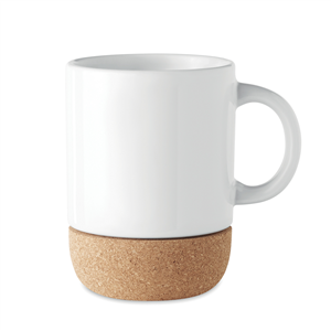 Mug tazza personalizzata in ceramica con base in sughero 300 ml SUBCORK MO6323 - Bianco