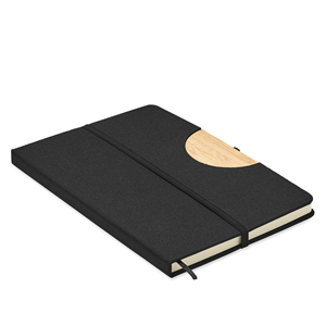 Quaderno ecologico con copertina in rpet con dettagli in bamboo e supporto smartphone BLAMA MO6576 - Nero