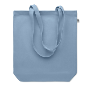 Shopper bag personalizzata in tela biologica 270gr cm 38x42x9 COCO MO6713 - Celeste