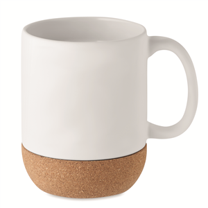 Tazza personalizzata in ceramica opaca e fondo in sughero 300 ml MATT MO6839 - Bianco