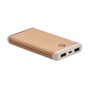 Power bank wireless da 10000 mAh in paglia di grano RALIA MO6844 - Beige