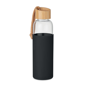 Bottiglia in vetro con tappo in legno e cover inclusa 500 ml CHAI MO6845 - Nero