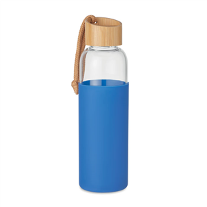 Bottiglia in vetro con tappo in legno e cover inclusa 500 ml CHAI MO6845 - Blu Royal