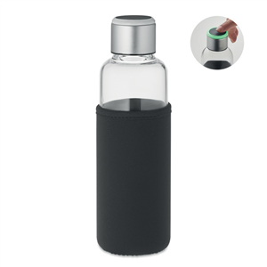 Bottiglia in vetro con timer idratazione e guaina inclusa 500ml INDER MO6858 - Nero