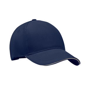 Cappello baseball personalizzabile in cotone 5 pannelli SINGA MO6875 - Blu - Grigio