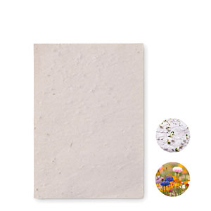 Foglio A6 di carta riciclata con semi di fiori selvatici ASIDO. Prodotto in EU  MO6916 - Bianco