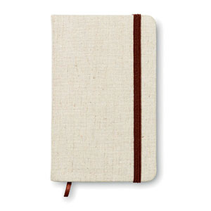 Quaderno A6 con copertina in tela con elastico  MO6930 - Beige