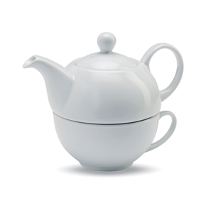 Tazza personalizzabile con teiera set 2 pezzi TEA TIME MO7343 - Bianco