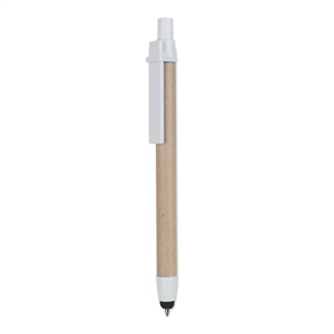 Penna in cartone con accessorio touch RECYTOUCH MO8089 - Bianco