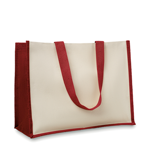 Shopping bag personalizzata in juta e canvas 320gr cm 42x19x33 CAMPO DE FIORI MO8967 - Rosso