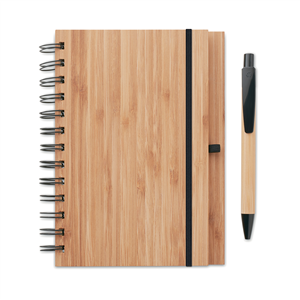 Quaderno personalizzato a spirale con copertina in bamboo BAMBLOC MO9435 - Legno