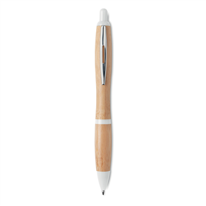 Penna a sfera pubblicitaria in bamboo RIO BAMBOO MO9485 - Bianco