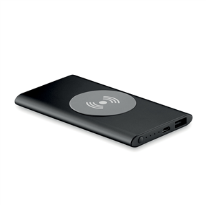 Power bank wireless da 4000 mAh in alluminio POWER&WIRELESS MO9498 - Nero