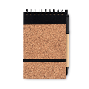 Block notes personalizzato con copertina in sughero in formato A6 SONORACORK MO9857 - Nero