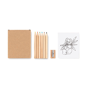 Set di matite colorate con disegni e temperino LITTLE VANGOGH MO9873 - Beige