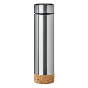 Thermos personalizzato in acciaio 450 ml POLE CORK MO9946 - Silver Opaco