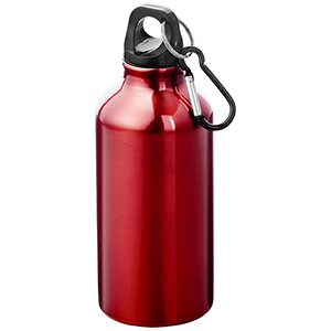 Borraccia personalizzata in alluminio riciclato certificato RCS con moschettone da 400 ml Oregon PF100738 - Rosso 