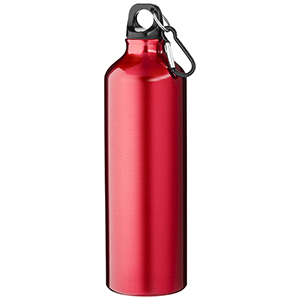 Borraccia personalizzata in alluminio riciclato certificato RCS con moschettone da 770 ml Oregon PF100739 - Rosso 