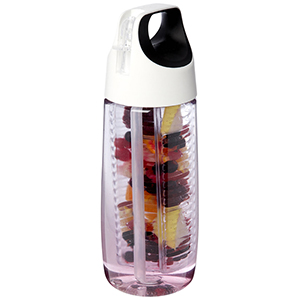 Borraccia sportiva personalizzata in plastica riciclata da 700 ml con coperchio a scatto e infusore HydroFruit PF100784 - Bianco Trasparente 