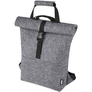 Zaino da viaggio personalizzato rolltop in feltro di poliestere riciclato FELTA PF120663 - Grigio medio