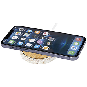 Stazione di ricarica wireless personalizzata in bambù da 10 W Terrazzo PF124275 - Naturale 