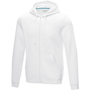 Felpa personalizzata da uomo con cappuccio e full zip in cotone organico riciclato 280gr Elevate NXT RUBY PF37510 - Bianco