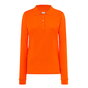 Polo maniche lunghe da donna in cotone 200gr JHK REGULAR LADY LONG SLEEVES POPL200LS - Arancio