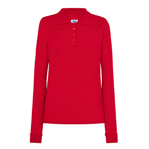 Polo maniche lunghe da donna in cotone 200gr JHK REGULAR LADY LONG SLEEVES POPL200LS - Rosso