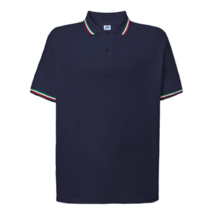 Polo uomo in cotone 210gr con dettagli Italia JHK REGULAR PORA210ITA - Blu Navy