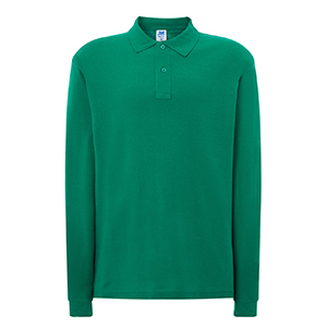 Polo uomo maniche lunghe in cotone 210gr JHK REGULAR LONG SLEEVES PORA210LS - Verde Kelly