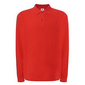 Polo uomo maniche lunghe in cotone 210gr JHK REGULAR LONG SLEEVES PORA210LS - Rosso