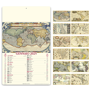Calendario illustrato mensile ANTICHE MAPPE PPA012 - Bianco