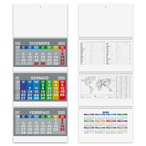 Calendario trittico 3 spirali testata e supporto cartoncino lusso SPIRAL COLOR PPA516 - Senza colore