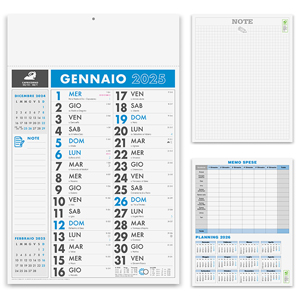 Calendario olandese mensile testata termosaldata NOTES PPA636 - Blu