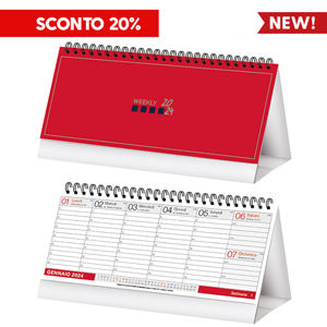 Calendarietto spiralato da tavolo mensile CALENDO PLANNING PPA750 - Rosso