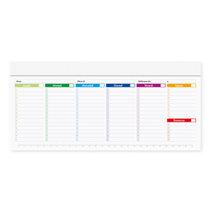 Planning 52 foglio con testata cartoncino bianco SLIM PLANNING MULTICOLOR PPA807 - Senza colore