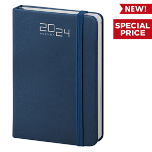 Agenda personalizzabile bi-giornaliera tascabile con copertina in PU cm 9x14 S/D abbinati PPB281 - Blu