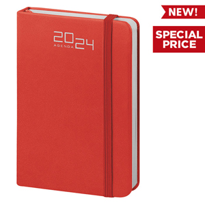 Agenda personalizzabile bi-giornaliera tascabile con copertina in PU cm 9x14 S/D abbinati PPB281 - Rosso