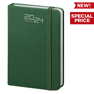 Agenda personalizzabile bi-giornaliera tascabile con copertina in PU cm 9x14 S/D abbinati PPB281 - Verde
