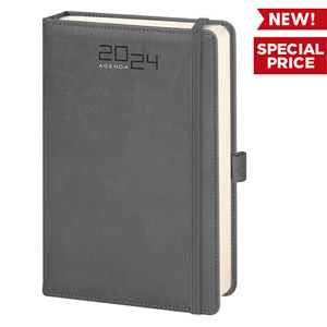 Agenda personalizzata giornaliera tascabile con copertina in termovirante e chiusura a elastico cm 9x15 PPB292 - Grigio