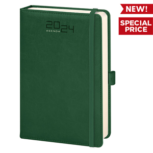 Agenda personalizzata giornaliera tascabile con copertina in termovirante e chiusura a elastico cm 9x15 PPB292 - Verde