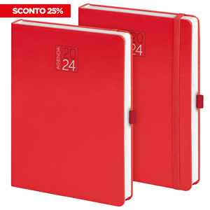 Agenda personalizzabile giornaliera, copertina con elastico cm 17x24 S/D abbinati PPB524 - Rosso