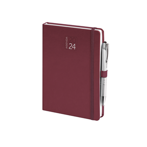 Agenda personalizzata giornaliera 324 pagine con portapenna e chiusura con elastico cm 15x21 S/D abbinati PPB528 - Bordeaux