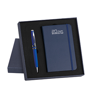 Parure agenda settimanale 192 pagine + penna cm 17,5x17,5  PPB573 - Blu