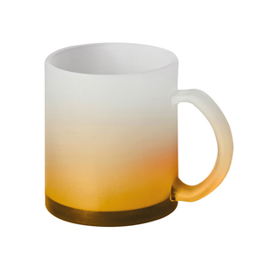 Tazza in vetro effetto ghiaccio fondo colorato 320 ml ICE COLOR MUG PPC375 - Arancio