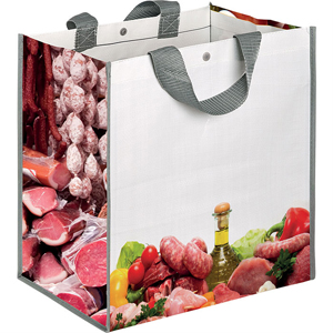 Shopper spesa personalizzata cm 35x34,5x22 in polipropilene laminato MEATBOX PPG094CS - Bianco