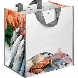 Borsa spesa personalizzata cm 35x34,5x22 in polipropilene laminato FISHBOX PPG094PE - Bianco