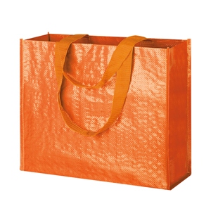 Shopper spesa in polipropilene laminato lucido cm 40x35x14 REINA PPG095 - Arancio